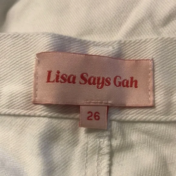 Lisa Says Gah Robyn High Waisted Wide Leg White Jeans 26